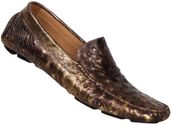 Mauri  "9178" Gold / Brown Genuine Ostrich Shoes