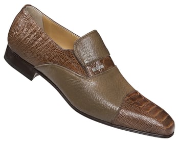 Mauri  "4608" Taupe Genuine Ostrich Leg / Pecary Dressy Shoes