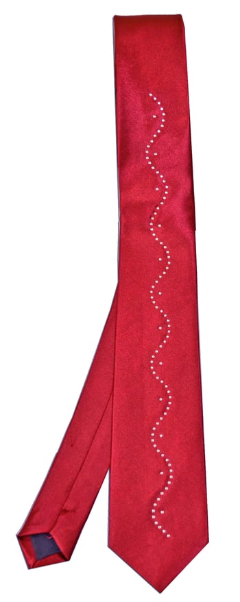 Vittorio Farina VF031 Burgundy Crystal Studded Satin Skinny Necktie