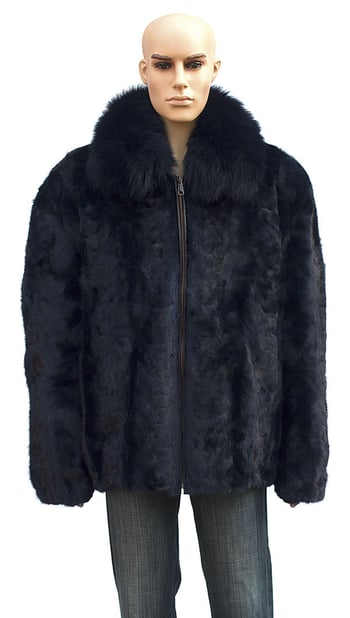 Winter Fur Mink Front Paws Jacket With Fox Collar M69R01NV