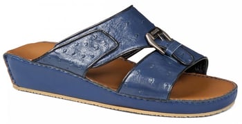 Mauri "1802/2" Iris Blue Genuine Ostrich Platform Sandals.