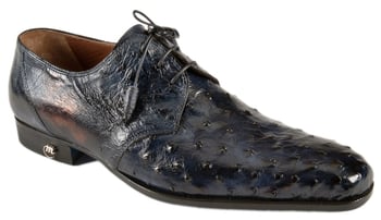 Mauri 1188/1 Wonder Blue Genuine Ostrich Hand-Painted Shoes.