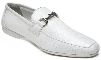 Mauri "Tivoli" 9249 White All-Over Genuine Ostrich Leg Loafer Shoes