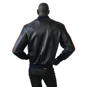 G-Gator 1095 Men's Navy Genuine Lambskin Baseball Jacket with Stripes