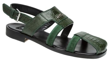 Mauri "Miraggio" 1620 Forest Green Genuine Ostrich Leg / Pony Sandals