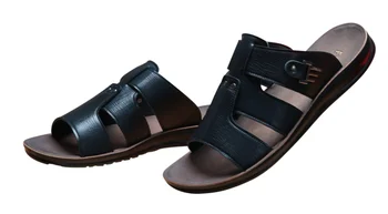 FFL Black Vegan Leather Slide Sandals JK-06