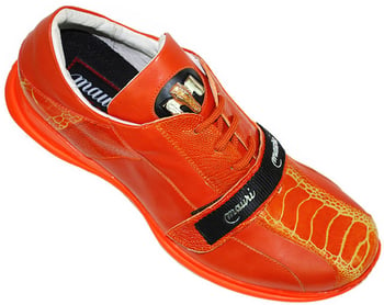 Mauri 8733 Orange Genuine Ostrich Sneakers With Velcro Straps