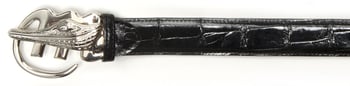 Mauri  "100/35" Black Genuine Alligator Belt With Buckle AB6