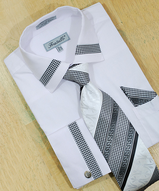 FRATELLO HOUNDSTOOTH WOOVEN FABRIC SHIRT FRV4157P2 BEIGE main image 1