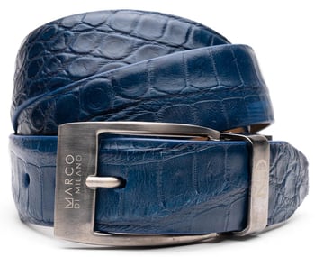 Marco Di Milano Navy Genuine Alligator Belt.