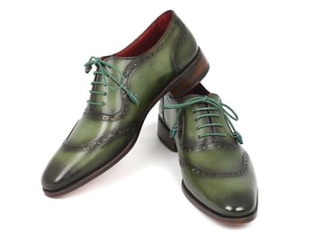 Paul Parkman "K78-GRN" Green Genuine Calfskin Leather Shoes.