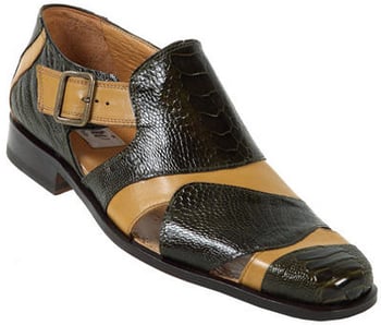 Mauri 4013 Olive/Caramel Genuine Ostrich/Calf Sandals