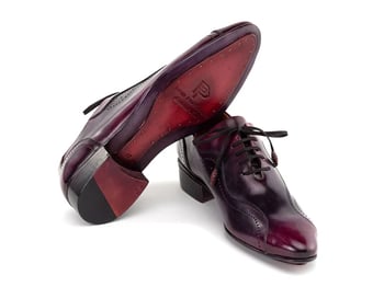 Paul Parkman 84654-PRP Purple Genuine Burnished Calfskin Handmade Casual Oxford Shoes