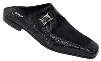 Mauri "4653" Black Genuine Lizard / Pony Hair Half Dress Shoes