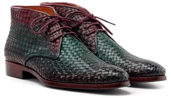 Paul Parkman CK82WGP Green & Purple Genuine Woven Leather Chukka Boots