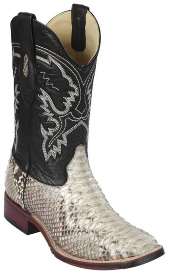 Los Altos Natural Genuine Python Skin Wide Square Toe Cowboy Boots 8265749