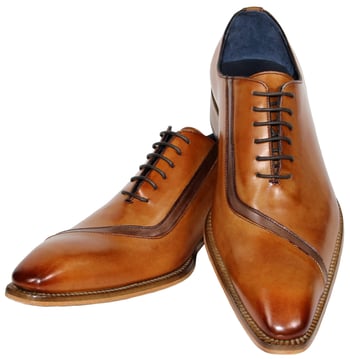 Duca Di Matiste "Torre" Cognac / Brown Genuine Italian Calfskin Lace-Up Oxford Shoes.