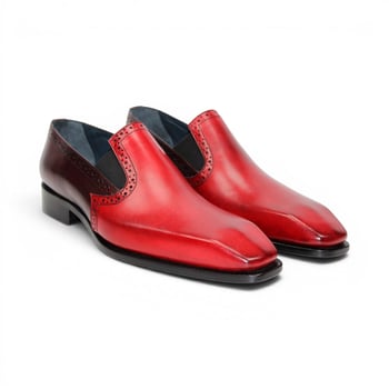 Duca Di Matiste Paliano Red / Burgundy Calf Leather Dress Shoes with Leather Sole