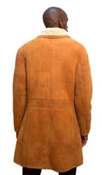 G-Gator Cognac Sheepskin Trench Long Coat 6100