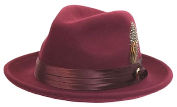 Bruno Capelo Burgundy Australian Wool Fedora Dress Hat UN-104