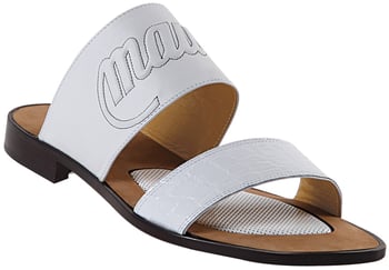 Mauri  "1534" White Genuine Body Alligator / Nappa Mauri Embossed Sandals