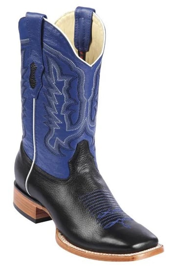 Los Altos Brown / Blue Genuine Grisly Wide Round Toe Cowboy Boots 8272705A