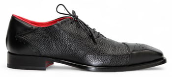 Emilio Franco Bosco Black Deerskin Oxford Shoes Handmade Italian Leather