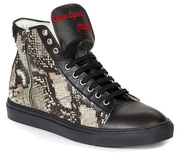 Mauri "Spire" 6131 Black / Grey Genuine Calf / Python Print / Nappa Leather Shoes.