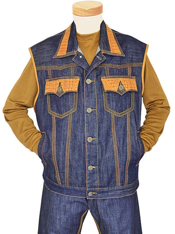 G-Gator Genuine Hornback Alligator / Denim Vest V18/1