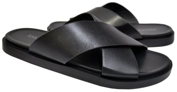 Salvanni Black Vegan Leather Slide Sandals 6927