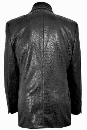 Bassiri Black Alligator Embossed PU Leather Classic Fit Blazer J1041