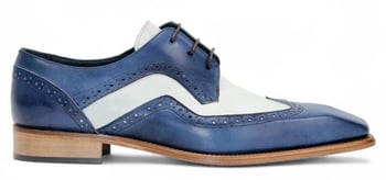 Duca Di Matiste Saranno Ocean Blue / Off White Genuine Calf Leather Derby Shoes.