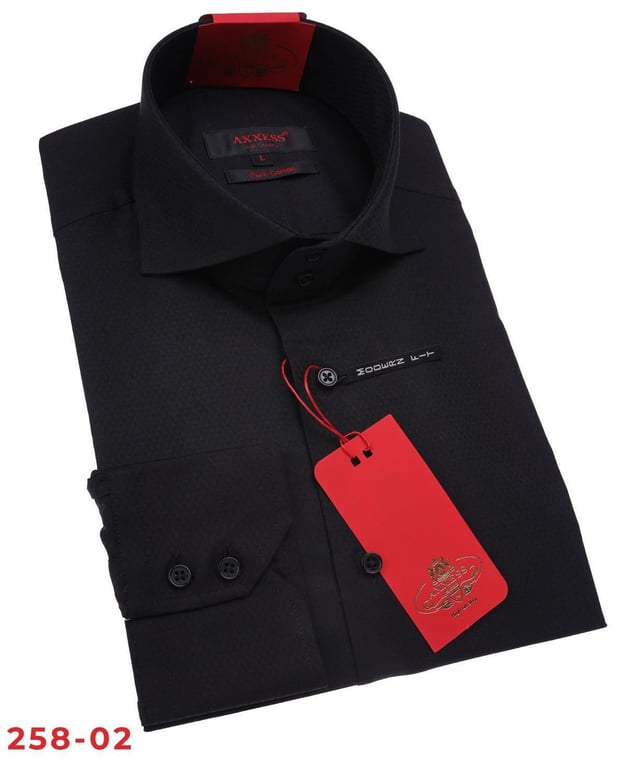 Axxess Black Egyptian 100 % Cotton Modern Fit Shirt 258-02