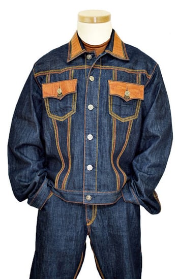 G-Gator Genuine Hornback Alligator Denim Outfit D10/O11-1