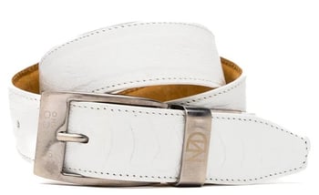 Marco Di Milano Alessio Belt White Genuine Ostrich Exotic Belt