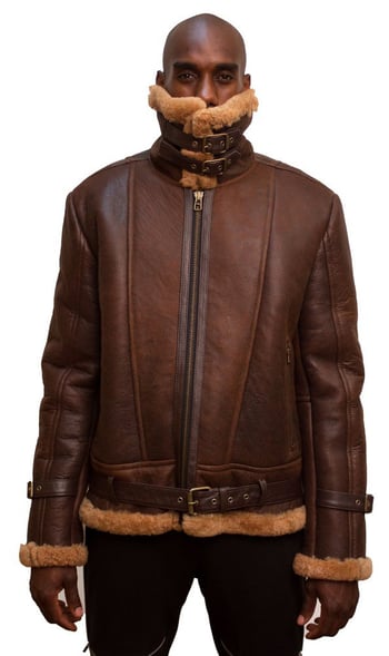 G-Gator Brown Genuine Sheepskin Aviator Bomber Jacket 6300.