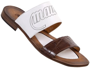 Mauri "1534" Land / Light White Genuine Body Alligator / Nappa Mauri Embossed Sandals