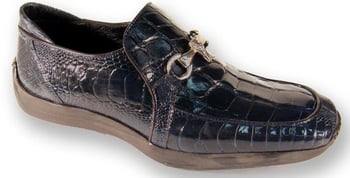 Mauri Black Genuine Alligator / Ostrich Leg Loafers Shoes.