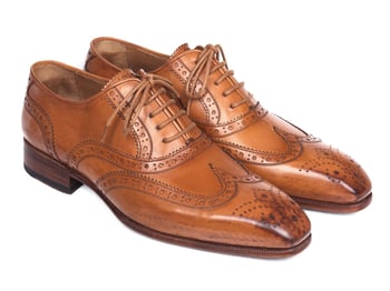 Paul Parkman ''5447-CGN" Cognac Genuine Leather Wingtip Shoes.