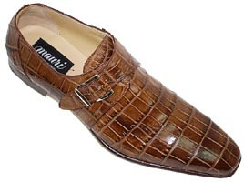 Mauri 1172 Tabac Genuine All-Over Baby Alligator Hand Painted Shoes With Monk Strap On Front