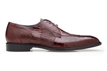 Belvedere "Siena" Dark Burgundy All-Over Genuine Ostrich Derby Shoes 1463.