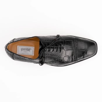 Ferrini Black Genuine Alligator Belly Dress Shoes FB3922