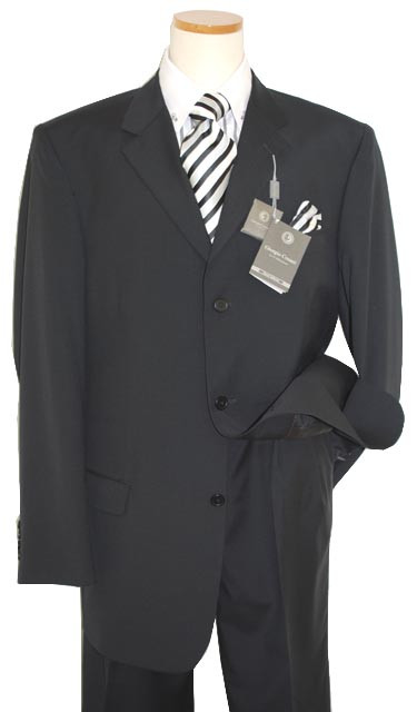 Giorgio Cosani Solid Black 100% Super 120'S Wool Suit