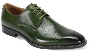 Giovanni Joel Green Calfskin Derby Shoes with Hand-Stitched Sole