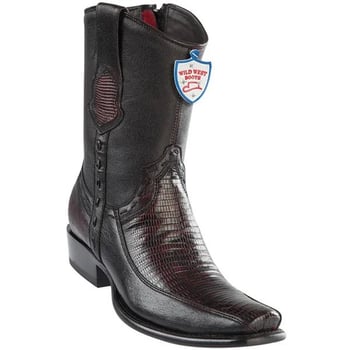 Wild West Sanded Black Genuine Teju Lizard With Deer Dubai Toe Cowboy Boots 279BF0718