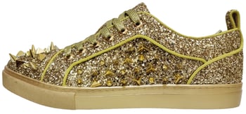 Fiesso Gold Metallic Glittered / Spiked PU Leather Sneakers FI2429