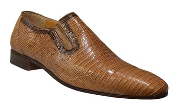 Mauri  "4607" Camel / Dark Brown Genuine All Over Lizard Dressy Shoes