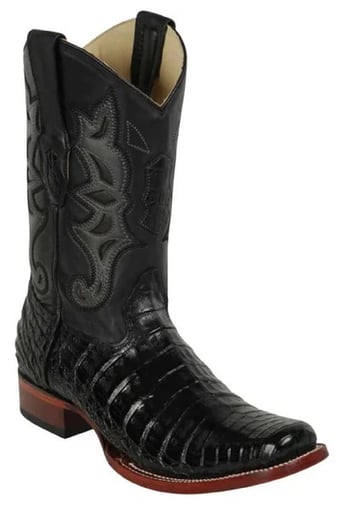 Los Altos Black Genuine Caiman Belly Square Toe 812T8205