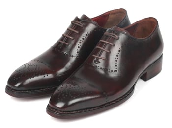 Paul Parkman Dark Bordeaux Genuine Leather Goodyear Welted Oxford Dress Shoes 56BRD83