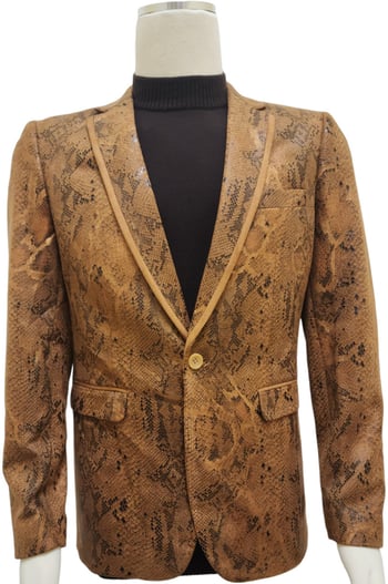 Pronti Cognac / Black / Bronze Snakeskin Print Modern Fit Blazer B3607